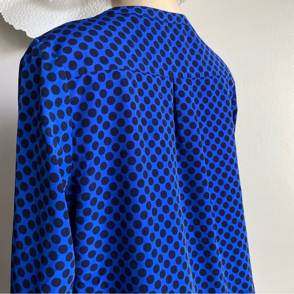Gap Deborah Polka Dots Blue Black Shirt Dress Knee Shift Pop Over Long Pockets S - Picture 6 of 11